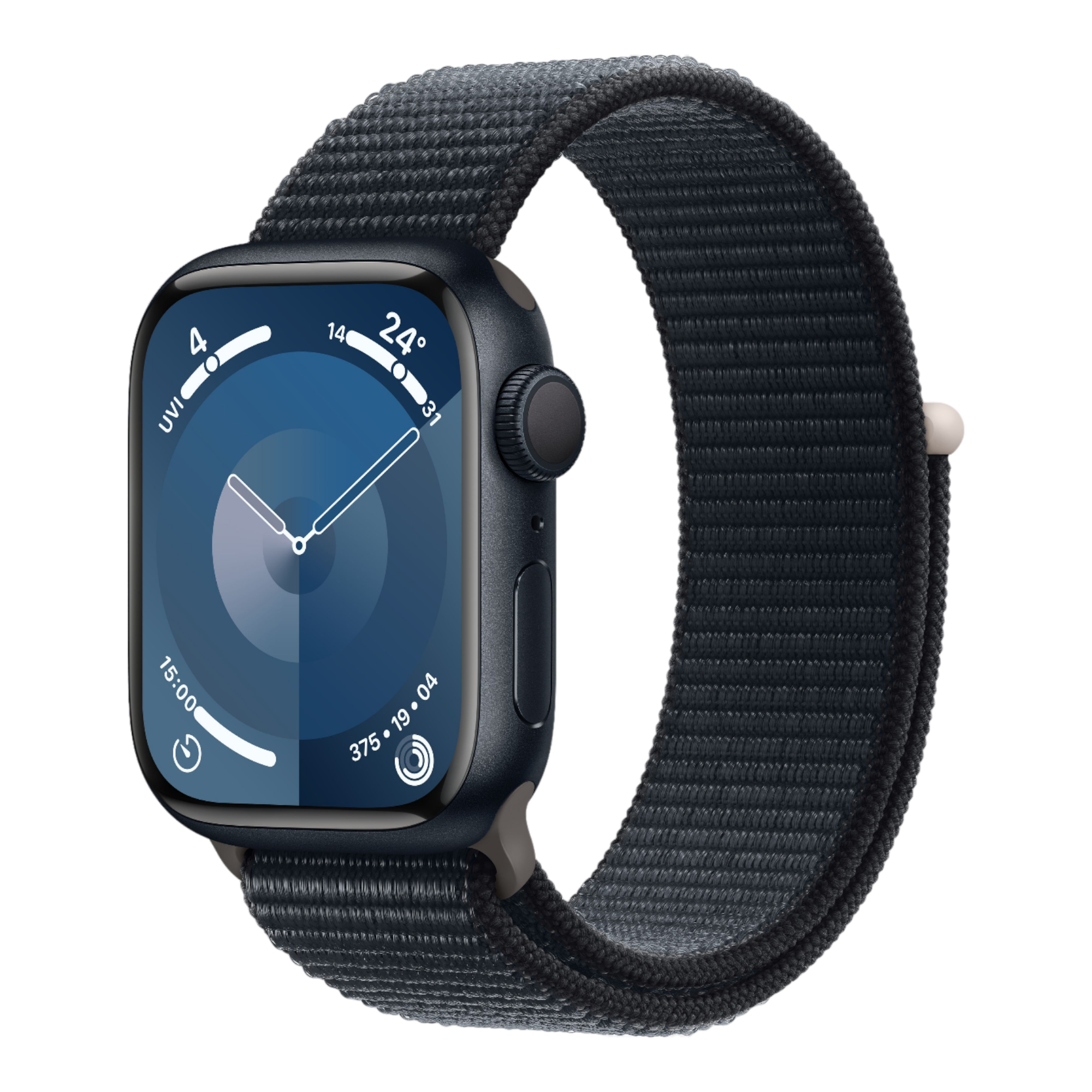 Apple Watch Series 9 GPS, 41mm Midnight Aluminum Case with Midnight Sport Loop - alAsil